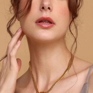 Cuban Chain Hollow Heart Necklace